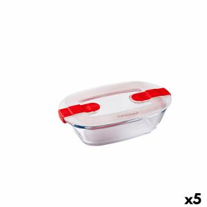 Cutie pentru prânz ermetică Pyrex Cook & Heat Dreptunghiular 400 ml 17 x 10 x 5 cm Transparent Sticlă (5 Unități)