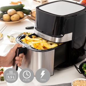 Friteuză cu Aer InnovaGoods Fryinn Pro 5500 Negru 1700 W 5,5 L Oțel inoxidabil