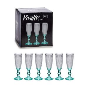 Pahar de șampanie Turquoise Puncte Sticlă 6 Unități (185 ml)