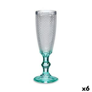 Pahar de șampanie Turquoise Puncte Sticlă 6 Unități (185 ml)