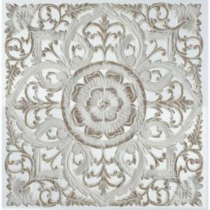 Decorațiune de Perete DKD Home Decor Alb Mandala Lemn MDF (60 x 2 x 60 cm)