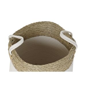 Set de Coșuri DKD Home Decor Alb Bumbac Fibră naturală (41 x 41 x 52,5 cm) (7 Piese)