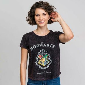 Tricou cu Mânecă Scurtă Femei Harry Potter Gri Gri închis