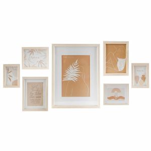 Ramă foto de Perete DKD Home Decor 32,5 x 1,5 x 45 cm Geam Natural Maro Modern Lemn MDF