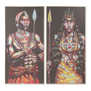 Tablou DKD Home Decor 60 x 5 x 120 cm Colonial African (2 Unități)