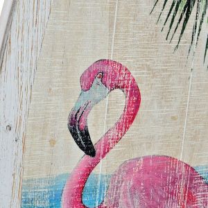 Decorațiune de Perete DKD Home Decor Lemn Flamingo roz Tropical