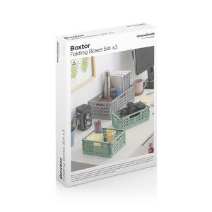 Set de 3 cutii organizatoare pliabile și stivuibile Boxtor InnovaGoods